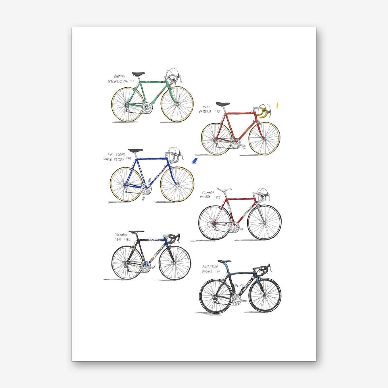 Italian Bicycles Art Print Fast Shipping Fy   PJ 602 10 Italian Bicyles A3A3 DIN P1 